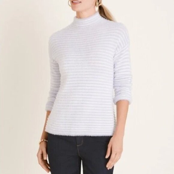 Chico's Zenergy Cozy Stripe Mock Neck Pullover Sweater - Picture 5 of 8